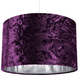 Modern Crushed Velvet Lamp Shade with Shiny Paper Inner Purple / 20cm H x 30cm W x 30cm D