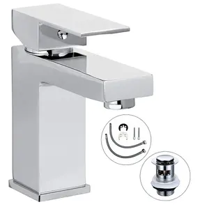 Bristan Edge Waterfall Cloakroom Basin Mixer Tap Sink Mono Bathroom + Waste