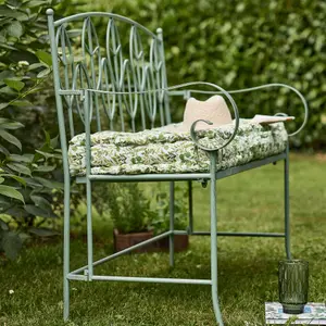 Traditional Style Green Iron Outdoor Garden Bench