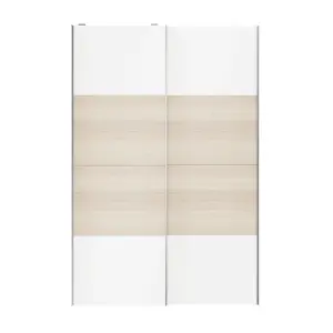 Atomia Panelled White oak effect 2 door Sliding Wardrobe Door kit (H)2250mm (W)1500mm