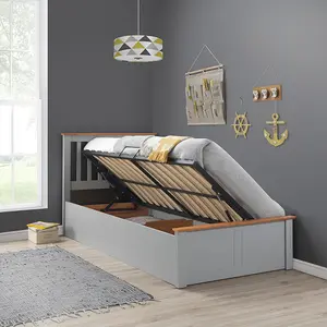 Rest Relax Francesca Grey Shaker Style Wooden Ottoman Bed - Single (3ft)