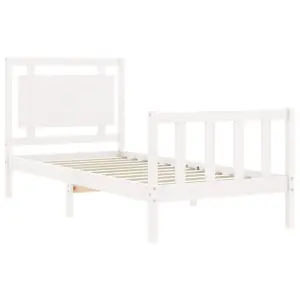 Berkfield Bed Frame with Headboard White 90x200 cm Solid Wood