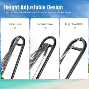 COSTWAY Hammock Stand Sun Lounger Stand Outdoor Patio Swing Steel Frame Hanging Hooks