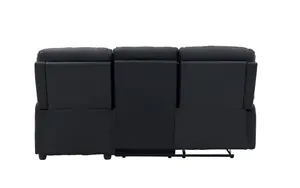 Carter 3 Seater Sofa With Right Hand Chaise and Left Hand Recliner, Black Faux Leather