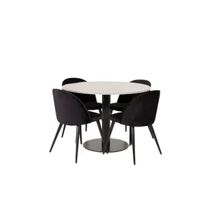 Withernsea Dining Set with 4 Chairs Black / White