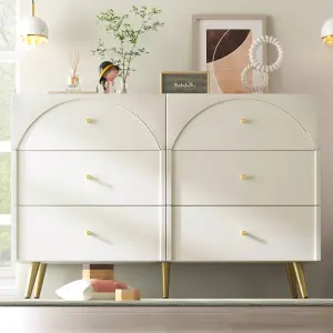 Bedroom Chest of Drawers, Sideboard Cabinet with Golden Handles, Console Display Table for Living Room