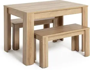 Argos Home Miami Oak Effect Dining Table & 2 Benches