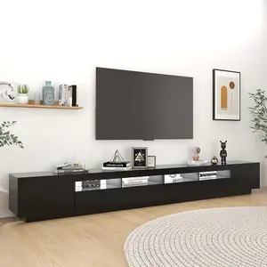 vidaXL TV Cabinet with LED Lights Black 300x35x40 cm