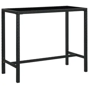 Berkfield Garden Bar Table Black 130x60x110 cm Poly Rattan and Glass