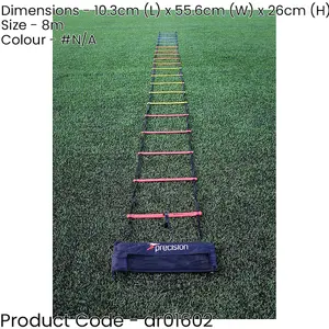 8m Flat Agility Speed Ladder Kit - Football Rugby Footwork Training Drill