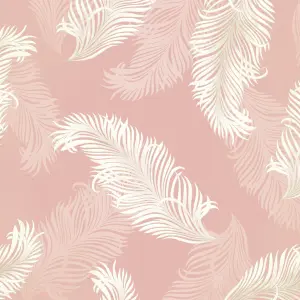 Hoopla Walls Blush Pink Feathers Smooth Matt Wallpaper