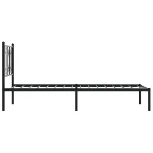 Berkfield Metal Bed Frame without Mattress with Headboard Black 90x200cm