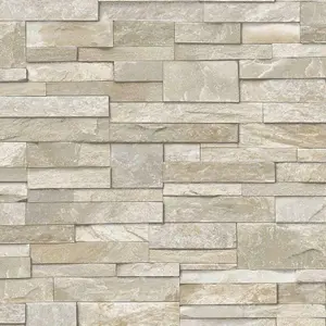 Grandeco 3D Brick Effect Beige Wallpaper A17203