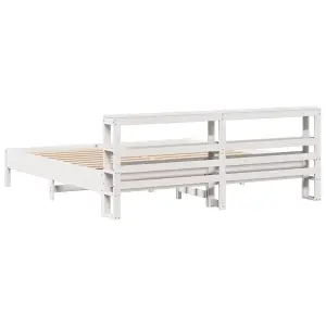 Berkfield Bed Frame without Mattress White 200x200 cm Solid Wood Pine