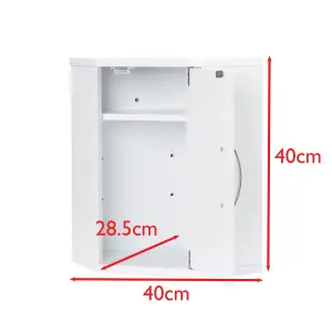 Salcombe White Wooden Bathroom Corner Cabinet, Wall-mounted Storage Cupboard