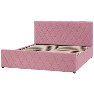 Velvet EU King Size Ottoman Bed Pink ROCHEFORT