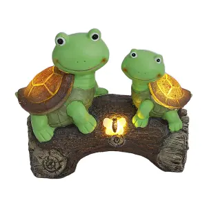 Garden Ornament Turtle Figurine Tortoise Statue Lawn Decor with Solar Lights