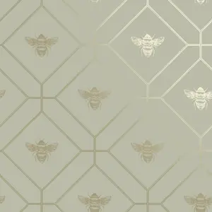 Holden Decor Honeycomb Bee Green Geometric and Insects Smooth Wallpaper