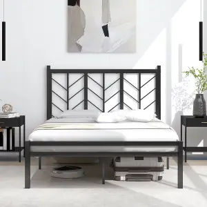 COSTWAY Metal Platform Bed w/ Branch-shaped Headboard Bed Frame Double Size