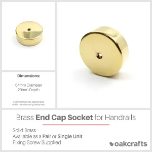 Oakcrafts - Brass End Cap Socket for Handrails 54mm - Single Unit