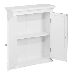 Teamson Home Bathroom Wall Cabinet, Wooden Cabinet with 2 Doors, Shutter Doors, Bathroom Storage, White