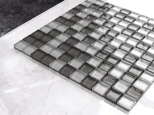 Glass mosaic on mesh for bathroom or kitchen 300mm x 300mm - Grey Graphite