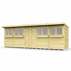 20 x 8 Feet Pent Summer Shed - Wood - L231 x W589 x H201 cm