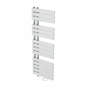 Rinse Bathrooms Designer Flat Panel Electric Heated Towel Rail Radiator Bathroom Ladder Radiators Prefilled Chrome 1380x500mm