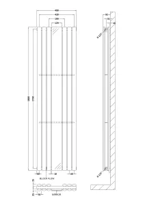 Vertical Double Panel Radiator with Mirror - 1800mm x 499mm - 4006 BTU - Gloss White