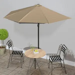 Berkfield Balcony Parasol with Aluminium Pole Taupe 300x150 cm Half