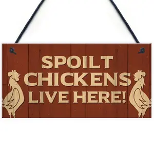 Red Ocean Novelty Chicken Coop Hanging Sign Chicken Sign Gift Novelty Garden Decor Signs