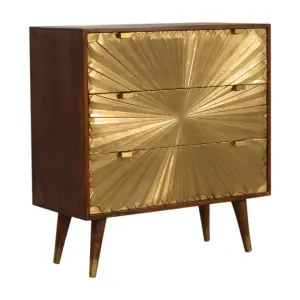 3 Brass Plated Drawers Manila Gold Chest