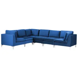 Corner Sofa EVJA Navy Blue Velvet Right Hand