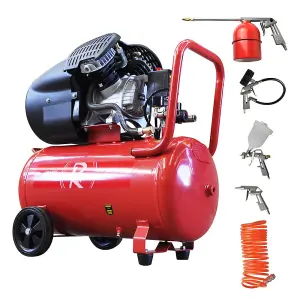 RocwooD Air Compressor Electric 50L Litre 2200w Silent 116PSI Plus 5pc Tool Kit