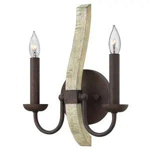 Elstead Middlefield 2 Light Indoor Candle Wall Light Iron Rust, E14