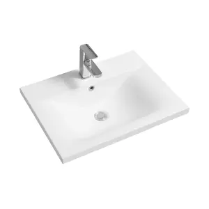 5089 Ceramic 60cm x 45cm Thin-Edge Inset Basin with Dipped Bowl