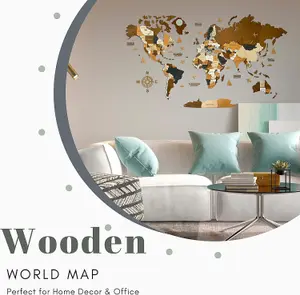 3D Wooden World Map - Rustic Wall Decor Gift (78.7x39.3) for Couples - Unique Home and Office Decoration, DIY Wall Art.