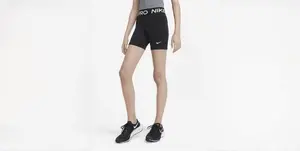 Nike Pro Older Kids' (Girls') Shorts - Black - Polyester/Elastane