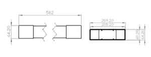 204mm x 60mm x 500mm In Line Attenuator (silencer)