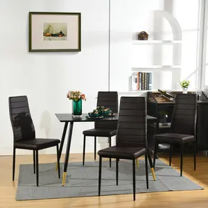 Herland Dining Chair (Set of 4) Dark Brown / Black