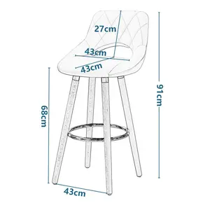 91 cm Barhocker Thierry (Set of 2) White