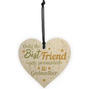 Red Ocean Godmother Gift Friendship Best Friend Christening Handmade Wooden Hanging Heart Gift Chic Plaque