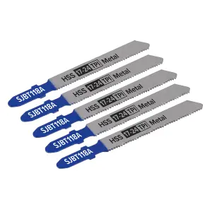 Sealey 92mm 17-24 TPI Metal Jigsaw Blade For Power Tools Pack of 5 Pcs SJBT118A