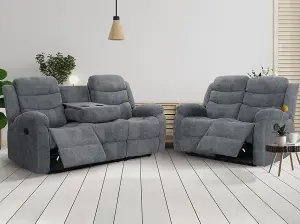 Sorrento Fabric 3 & 2 Seater Sofa Set Grey