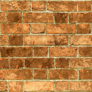 Rustic Urban Red Brick Effect House Realistic Mural Feature Wallpaper 3D