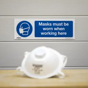 Sealey Mandatory Safety Sign Masks Must Be Worn Rigid Plastic 300 x 100mm SS57P1