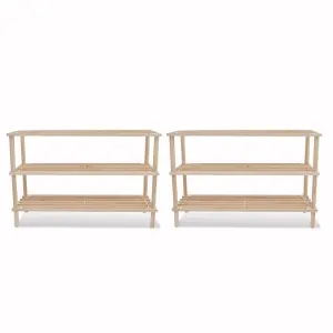 Berkfield 3-Tier Shoe Racks 2 pcs Solid Fir Wood