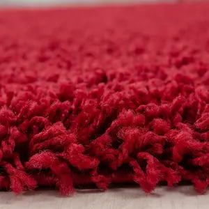 Abaseen 120cm Red Thick Pile Soft Shaggy Modern Circluar Rug