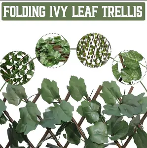 Expanding Artificial Ivy Leaf Trellis, Garden Hedge Trellis Privacy Screen - L180 x H30 cm