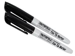 Faithfull  Fibre Tip Marker Pen Black (Pack 2) FAIFTMBLK2